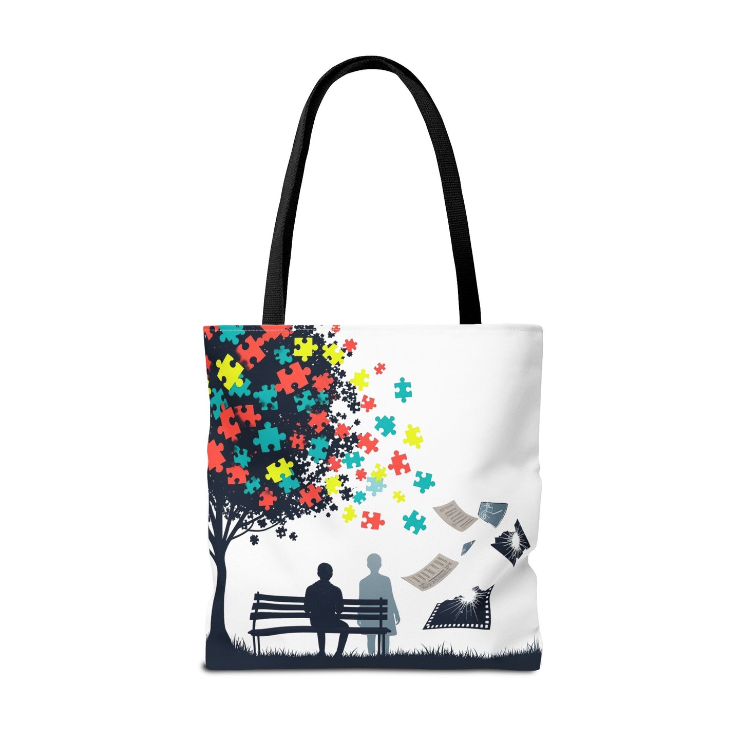 Colorful Puzzle Tree Tote Bag, Vibrant Art Carry Bag, Spring Gift, Fun Shopping Bag, Eco-Friendly Tote, Unique Design