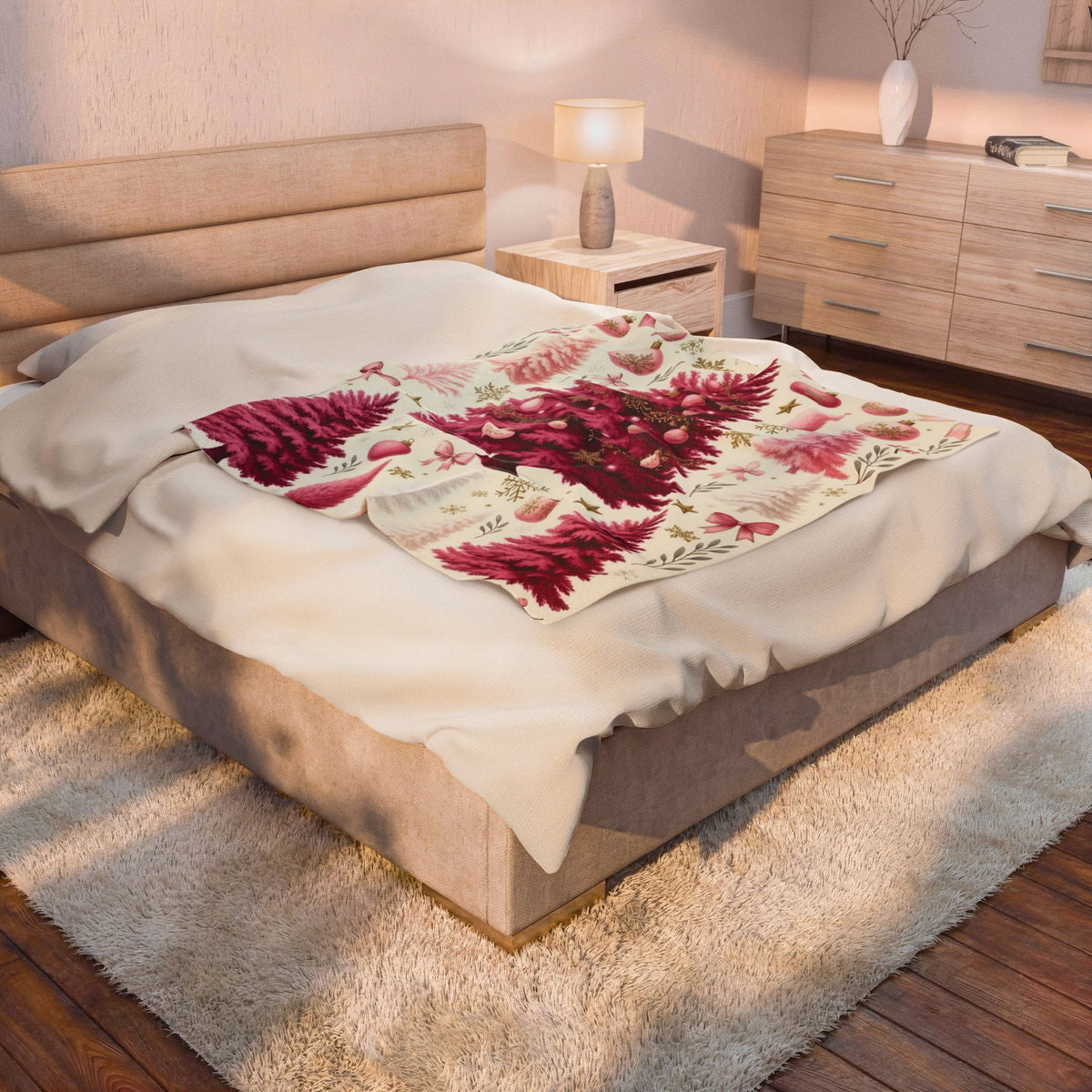 Pink Tree Velveteen Plush Blanket