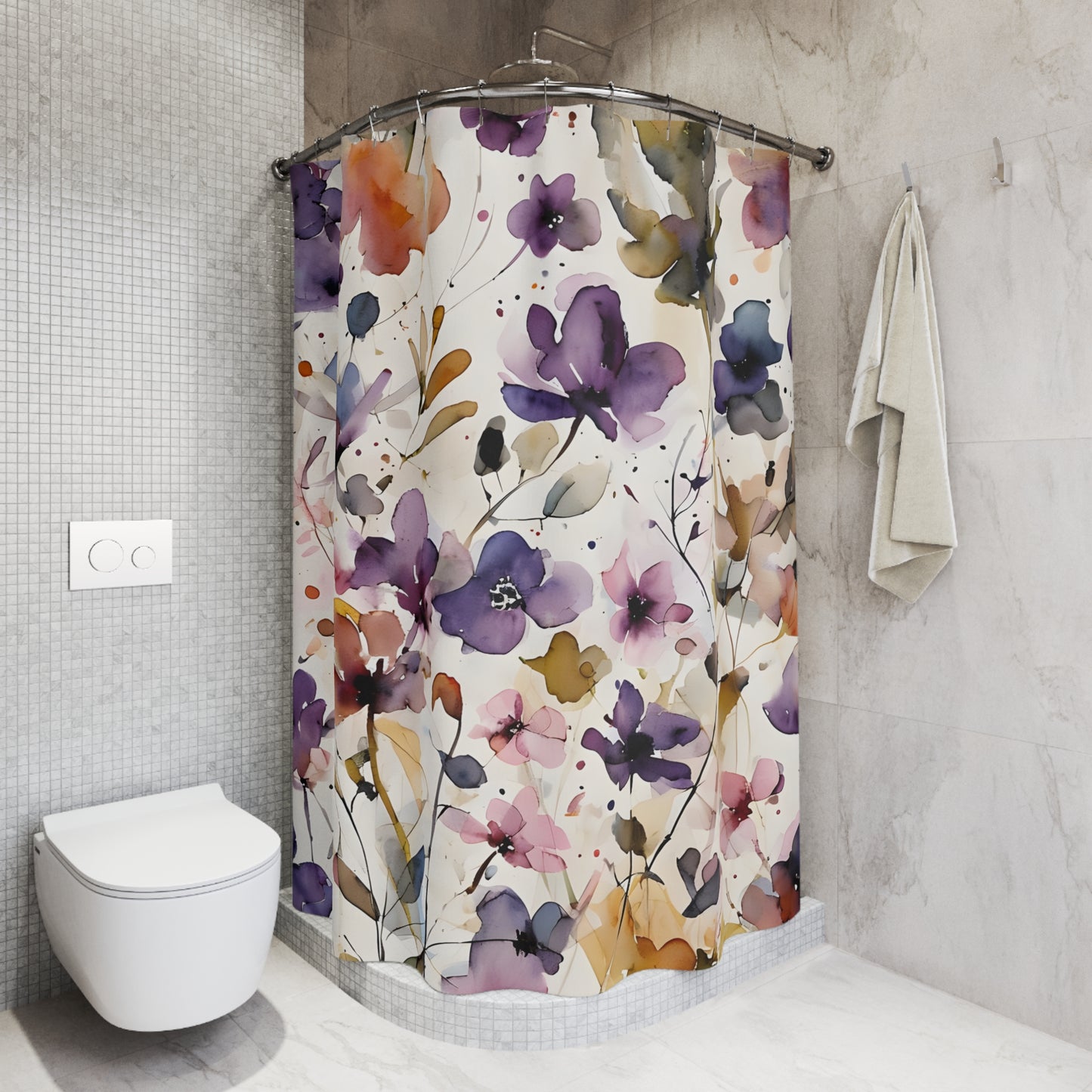 Botanical Floral Shower Curtain - Elegant Bathroom Decor