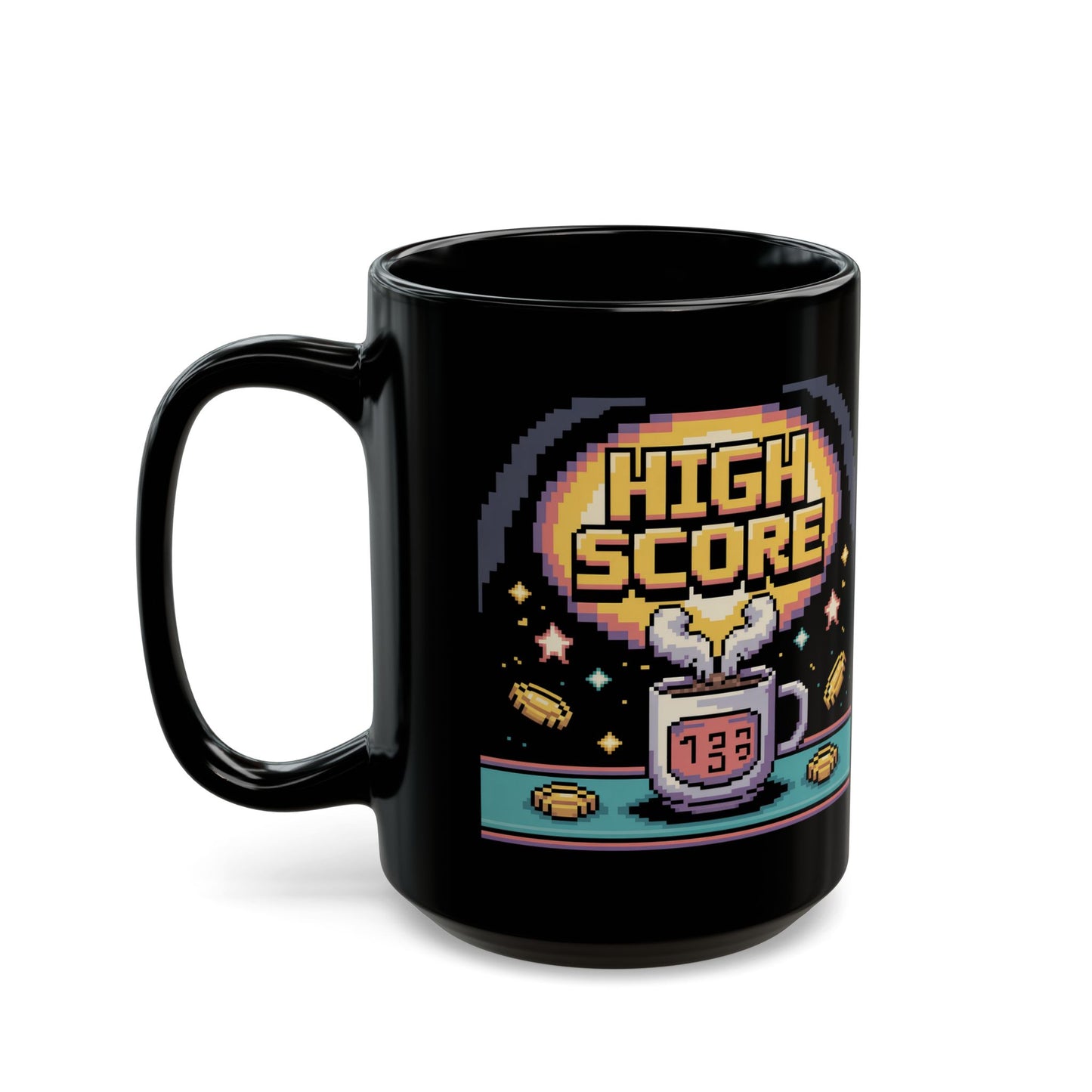 Pixel Art Gaming Mug - High Score Coffee Cup, Retro Gamer Gift, Customizable Tea Mug, Unique Birthday Present, Fun Nostalgic Kitchenware