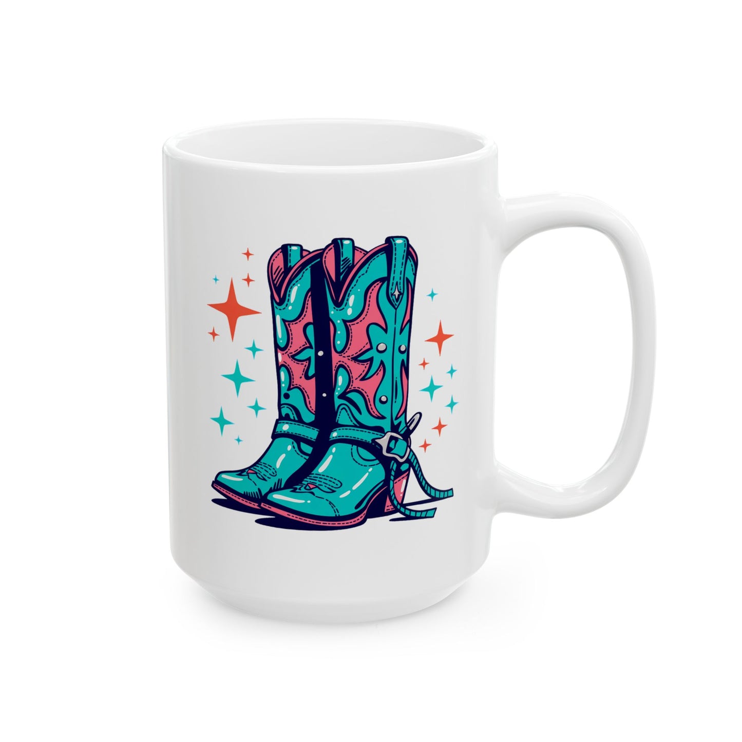 Sparkle Teal Cowgirl boots Ceramic Mug, (11oz, 15oz)