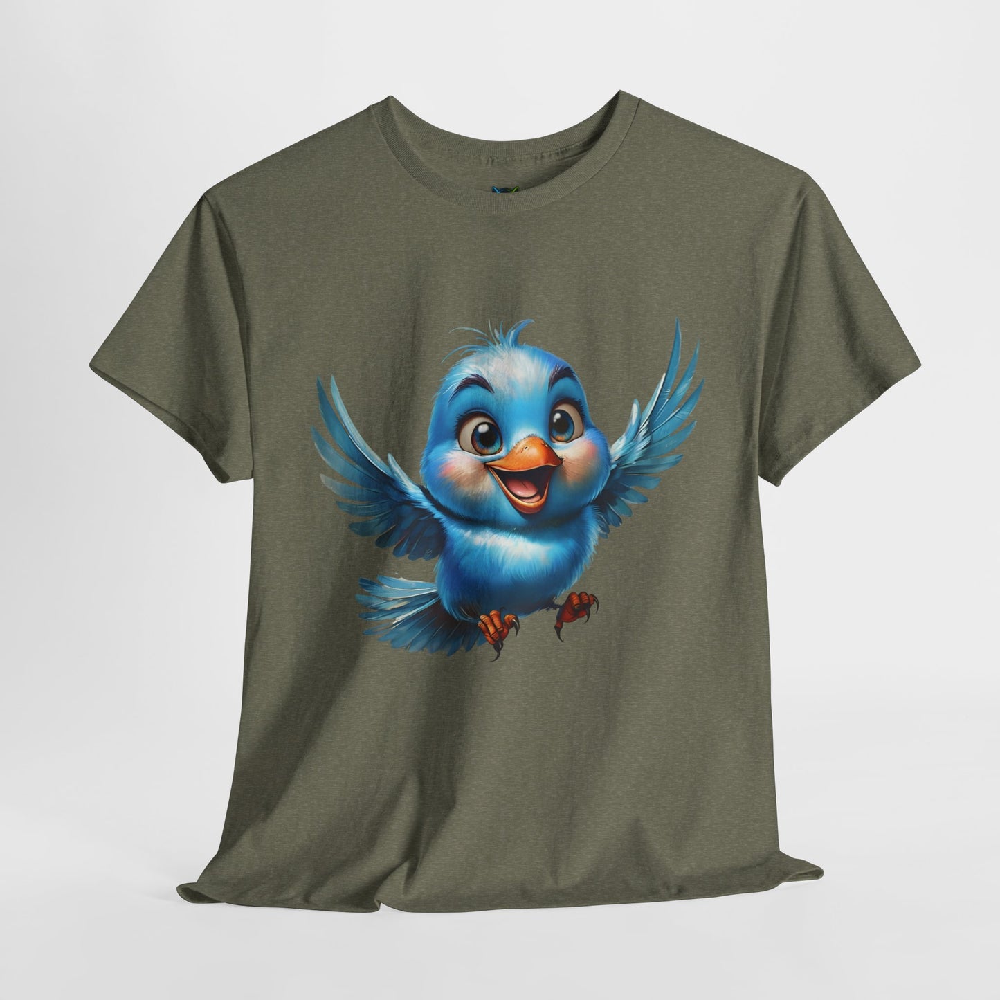 Playful Bluebird  Heavy Cotton Tee - Perfect for Nature Lovers & Everyday Wear