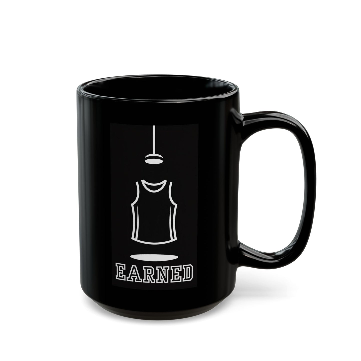 Earned Basketball Mug – Black Coffee Cup with 'EARNED' Fitness Design (11oz, 15oz)