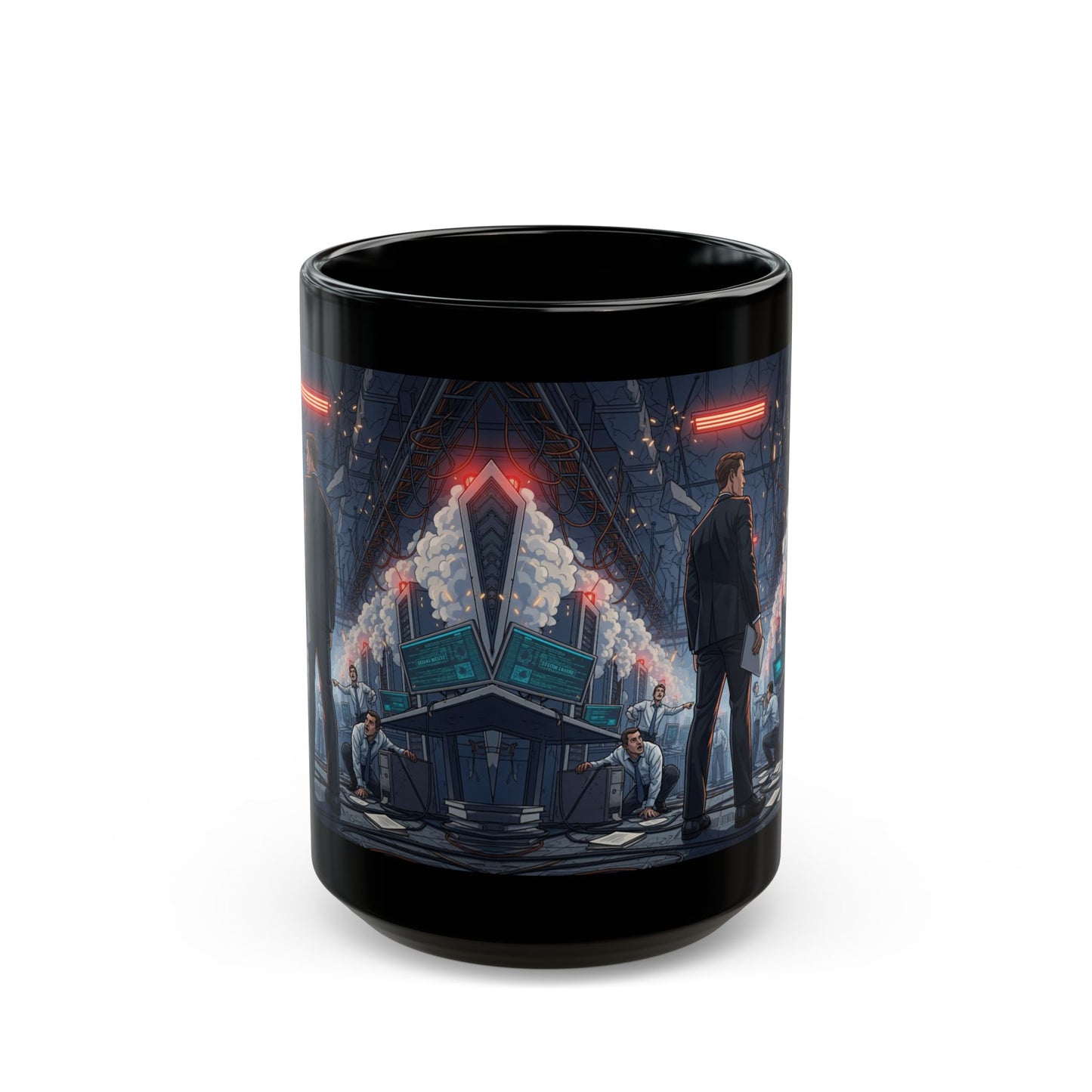 IT Manager Mug — "Systems Down" Server Room Chaos Coffee Cup (15oz)