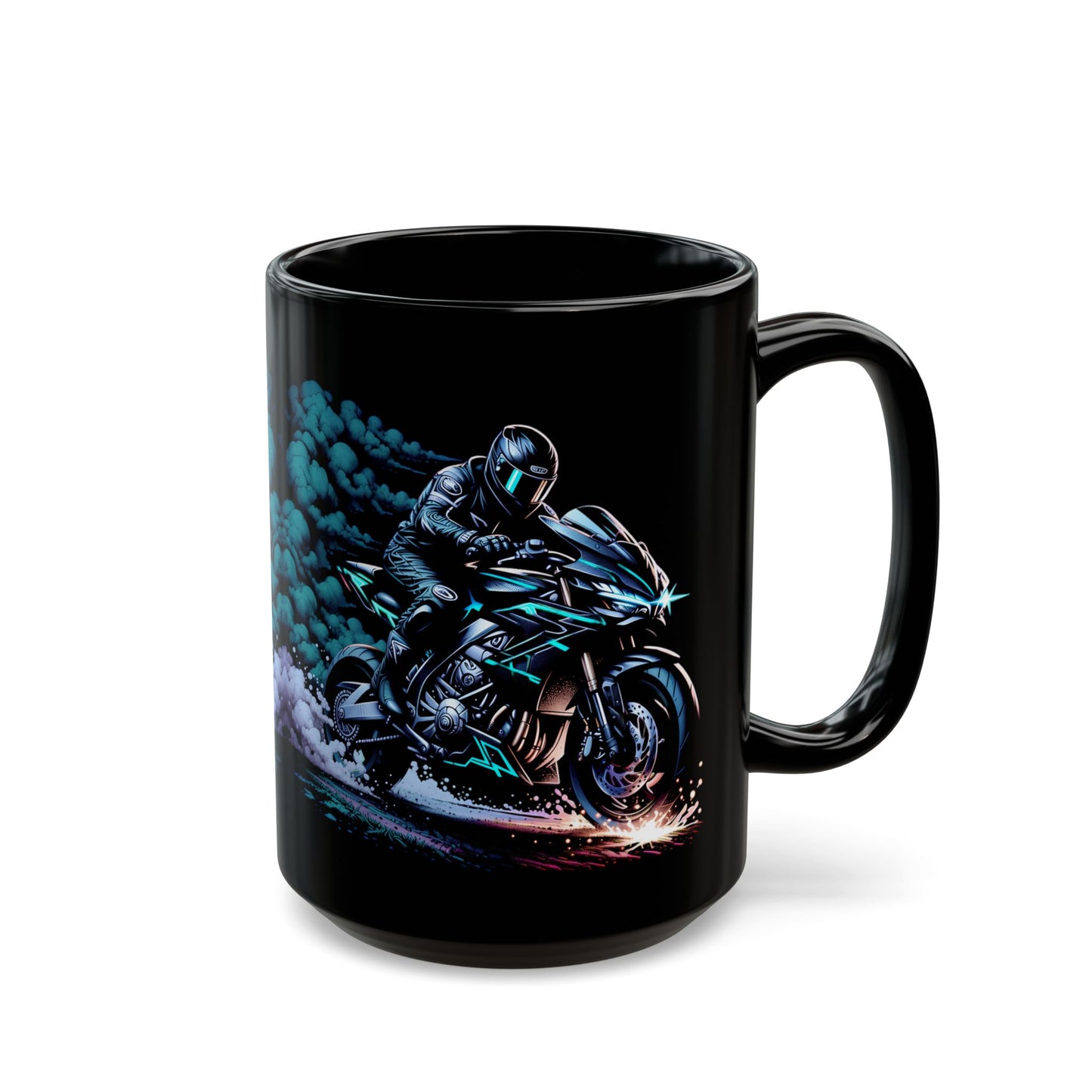 Sport Bike Cloud Design Black Mug (11oz, 15oz)