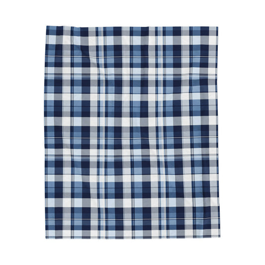 Blue Cozy Plaid Velveteen Plush Blanket for Ultimate Comfort