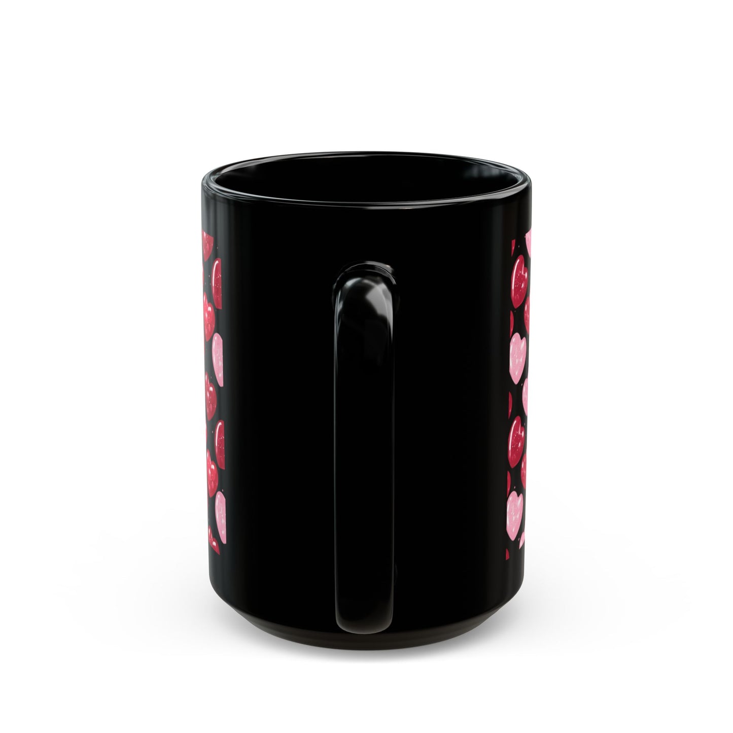 Black and Pink Aesthetic Coffee Mug 15oz Cute Gothic Heart Design by Lair Gadgets Black Mug (15oz)