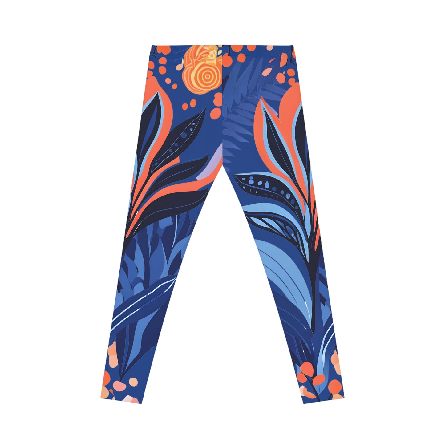 Blue Tropical Floral Women Casual Leggings - Colorful Yoga & Lounge Wear