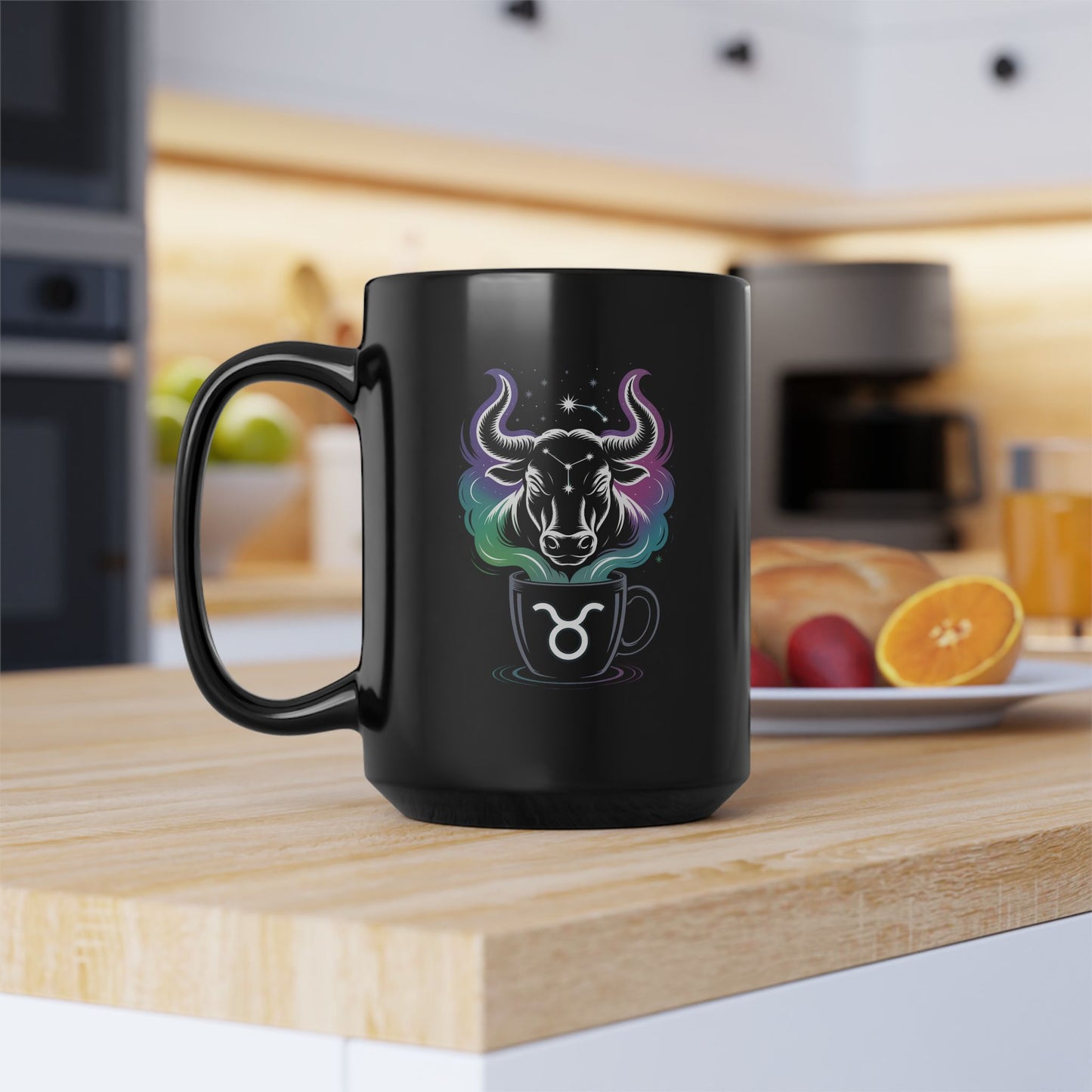 Astrological Taurus Black Mug - Celestial Zodiac Gift, Horoscope Mug, Astrology Coffee Cup, Personalized Mug, Birthday Gift