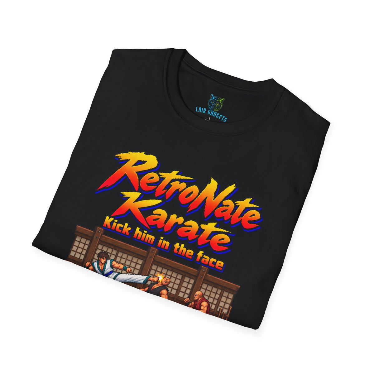 RetroNate Karate T-Shirt – Kick Him in the Face Retro Gaming Tee