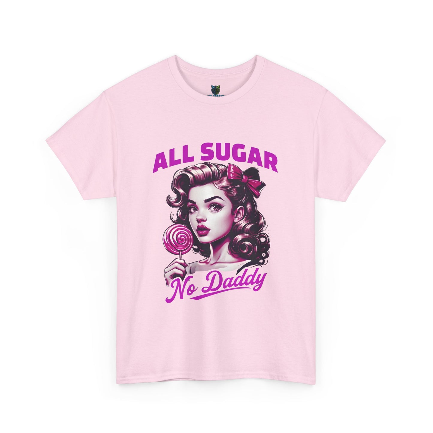 All Sugar No Daddy Heavy Cotton Tee - Fun Retro Graphic Tee for Sweet Tooth Lovers