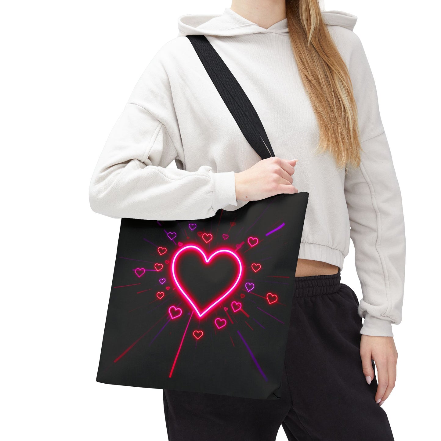 Neon Heart Tote Bag (AOP)