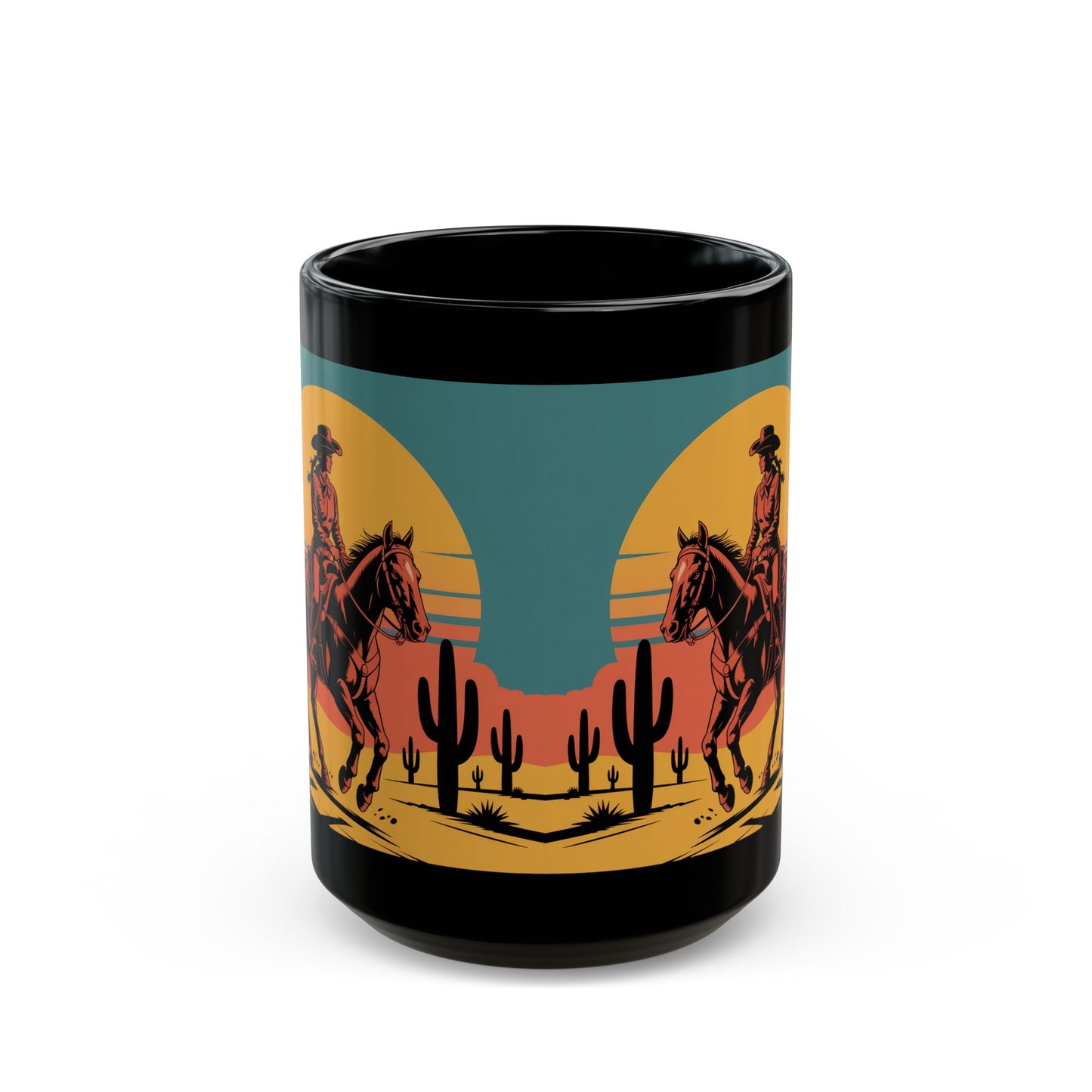 Cowgirl rider Black Mug (15oz)