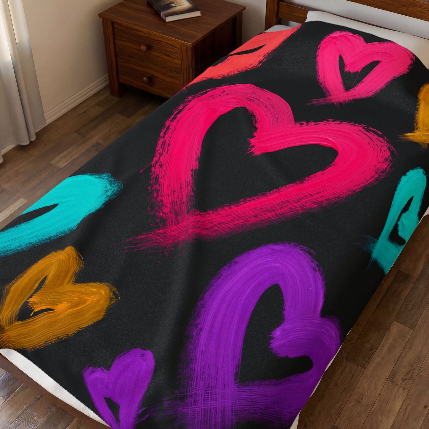 Wendy's Hearts Velveteen Plush Blanket