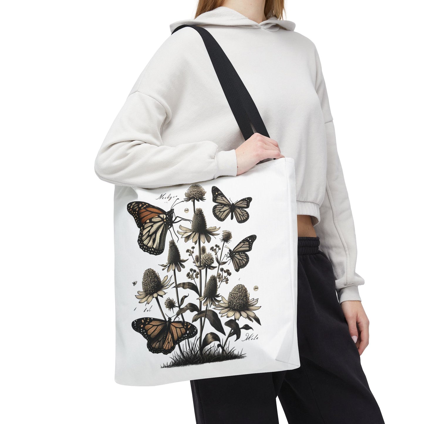 Butterfly Garden Tote Bag - Floral AOP Design, Eco-friendly, Everyday Use, Gift for Nature Lovers, Ideal for Shopping & Travel
