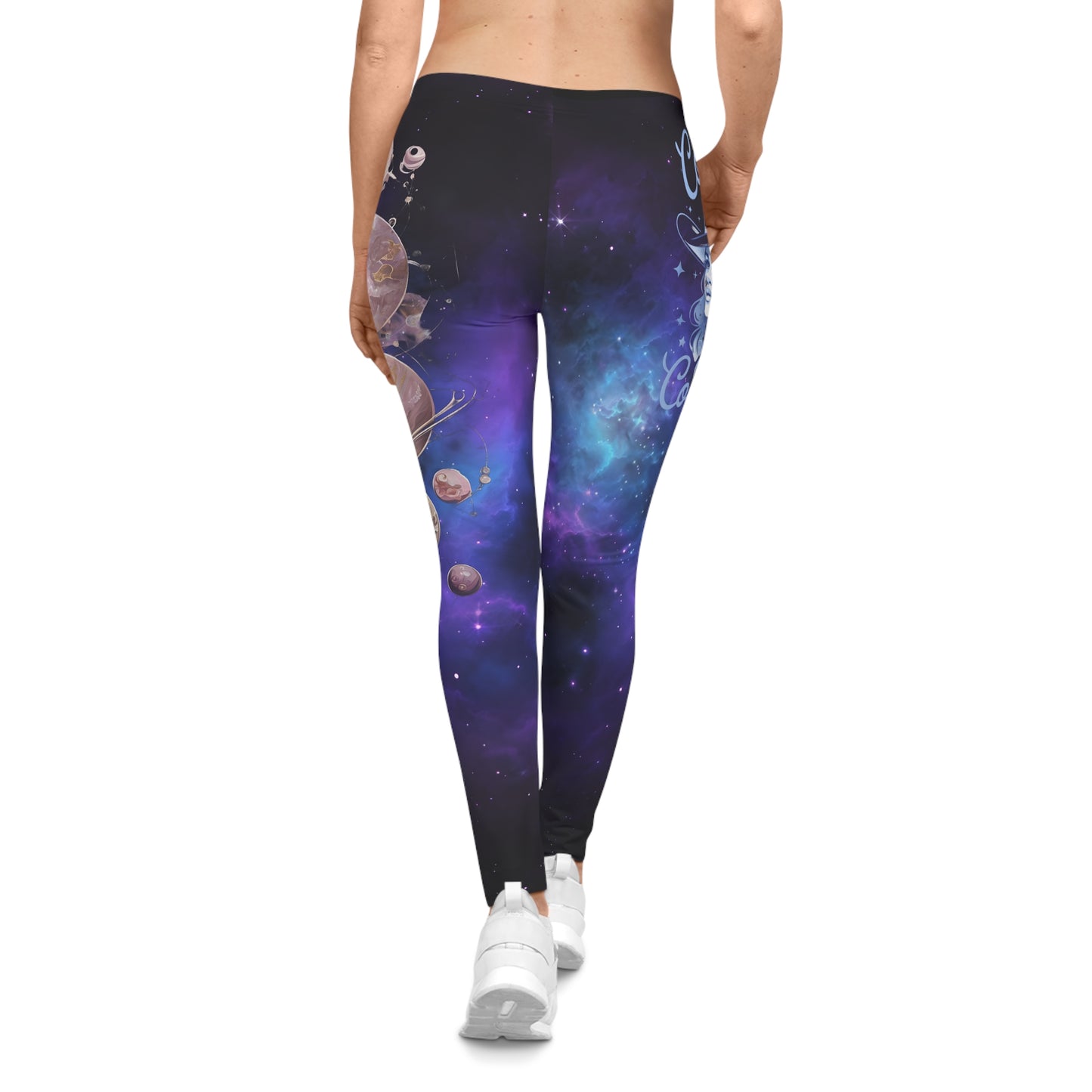 Cosmic Espressions Women's Casual Leggings - Galaxy Print Leggings with Planets