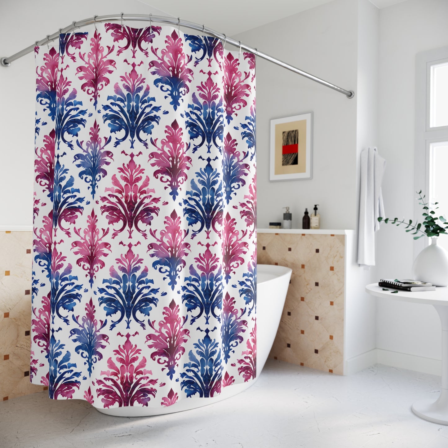 Elegant Floral Pattern Shower Curtain - Vibrant Home Decor for Bathrooms