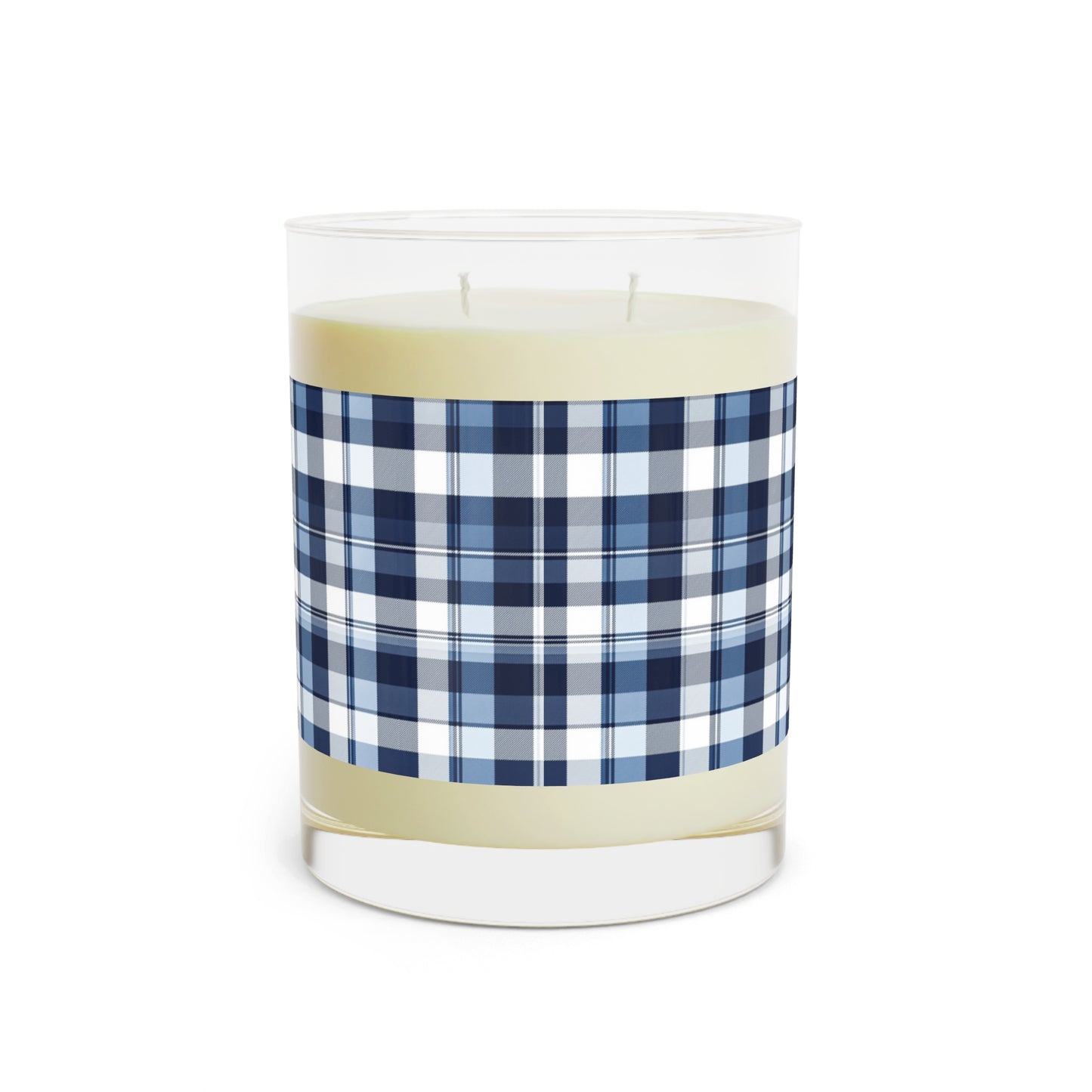 Navy Plaid Scented Candle - Cozy Home Decor, 11oz