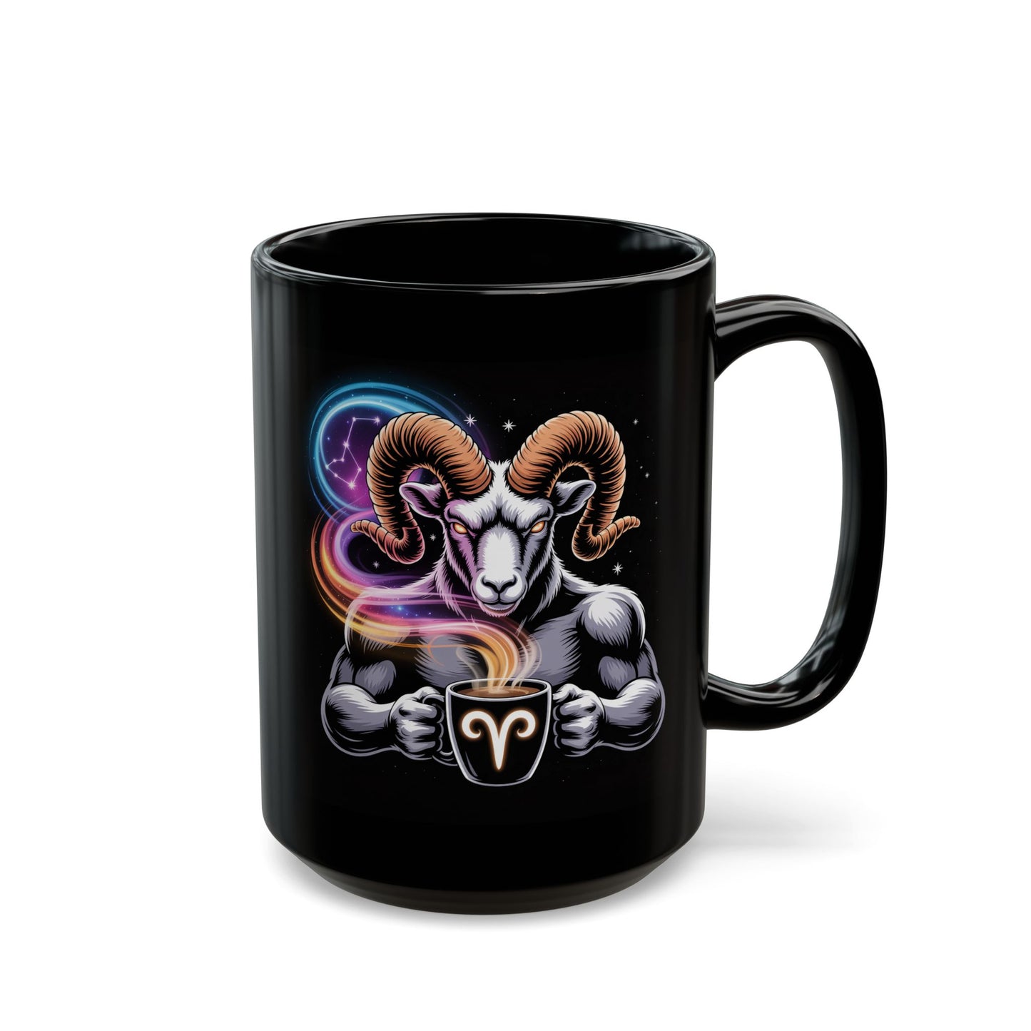 Aries Zodiac Mug, Astrology Coffee Cup, Gift for Aries Lovers, Personalized Horoscope Mug, Black Aries Mug, Unique Aries Gift