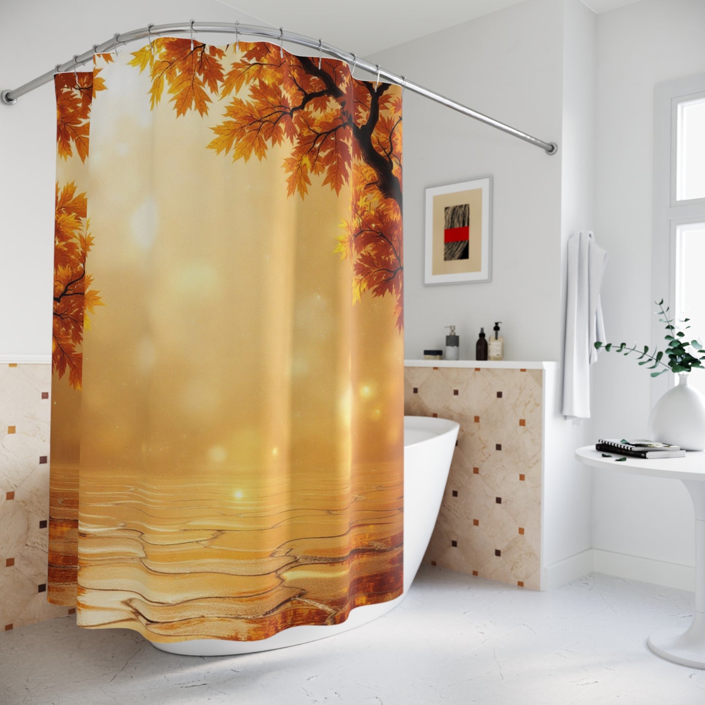 Autumn Elegance Shower Curtain - Vibrant Fall Leaves for Seasonal Bathroom Makeovers