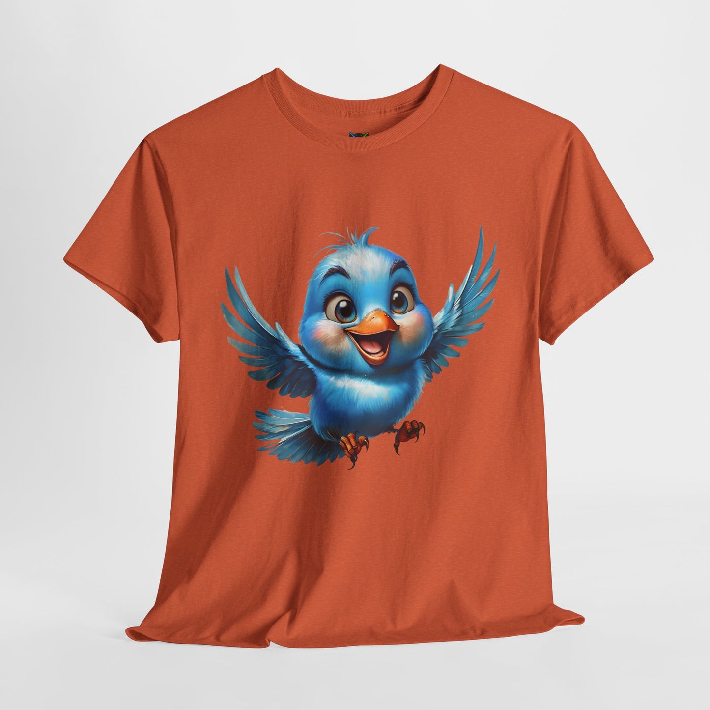 Playful Bluebird  Heavy Cotton Tee - Perfect for Nature Lovers & Everyday Wear