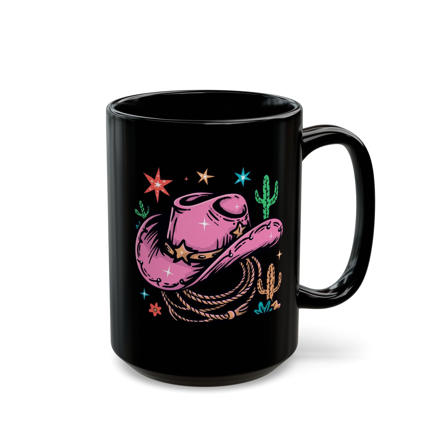 Pink cowgirl hat Black Mug (15oz)