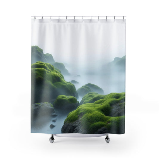 Serene Nature Shower Curtain - Relaxing Green Scene for Spa-Inspired