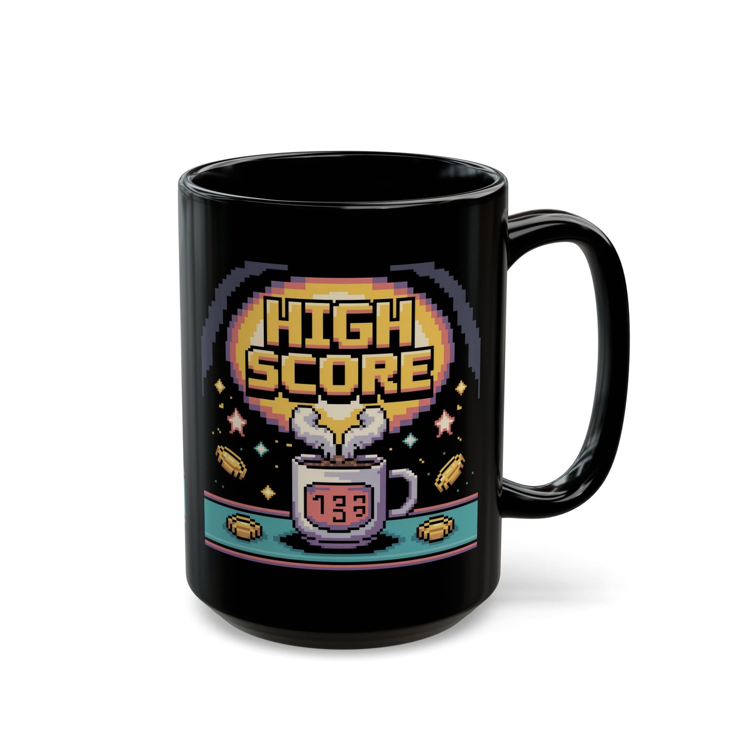 Pixel Art Gaming Mug - High Score Coffee Cup, Retro Gamer Gift, Customizable Tea Mug, Unique Birthday Present, Fun Nostalgic Kitchenware