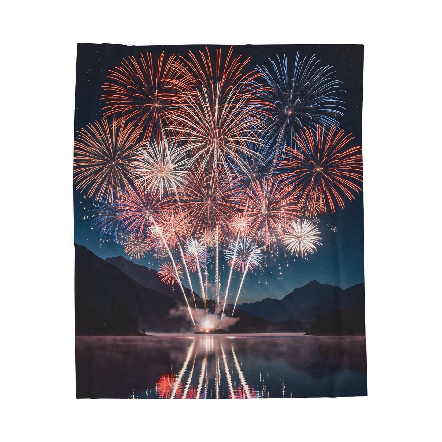 Fireworks Throw Blanket  – Patriotic Lake Celebration Decor – Soft Plush Americana Accent for Couch Bed Chair – by Lair Gadgets