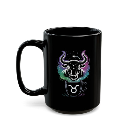 Astrological Taurus Black Mug - Celestial Zodiac Gift, Horoscope Mug, Astrology Coffee Cup, Personalized Mug, Birthday Gift