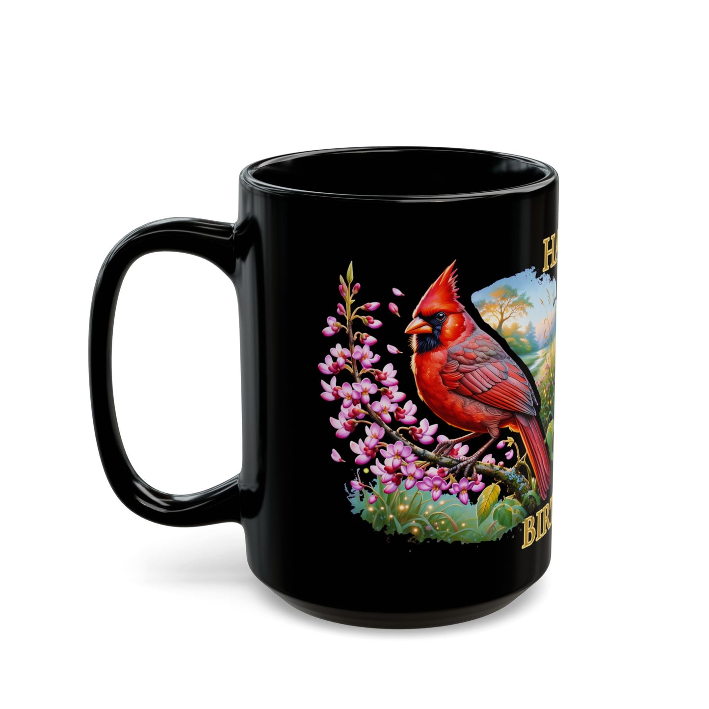 Happy Birthday Cardinal Edition Black Mug (15oz)