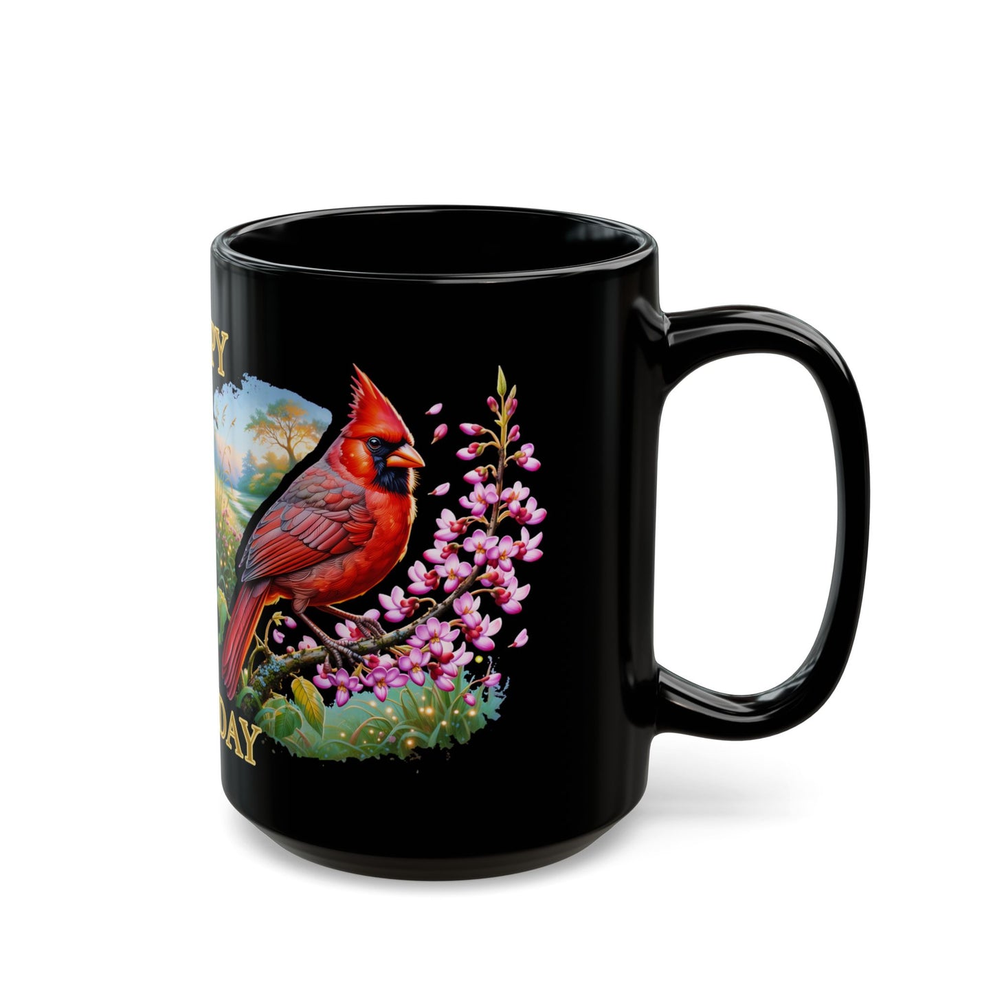 Happy Birthday Cardinal Edition Black Mug (15oz)