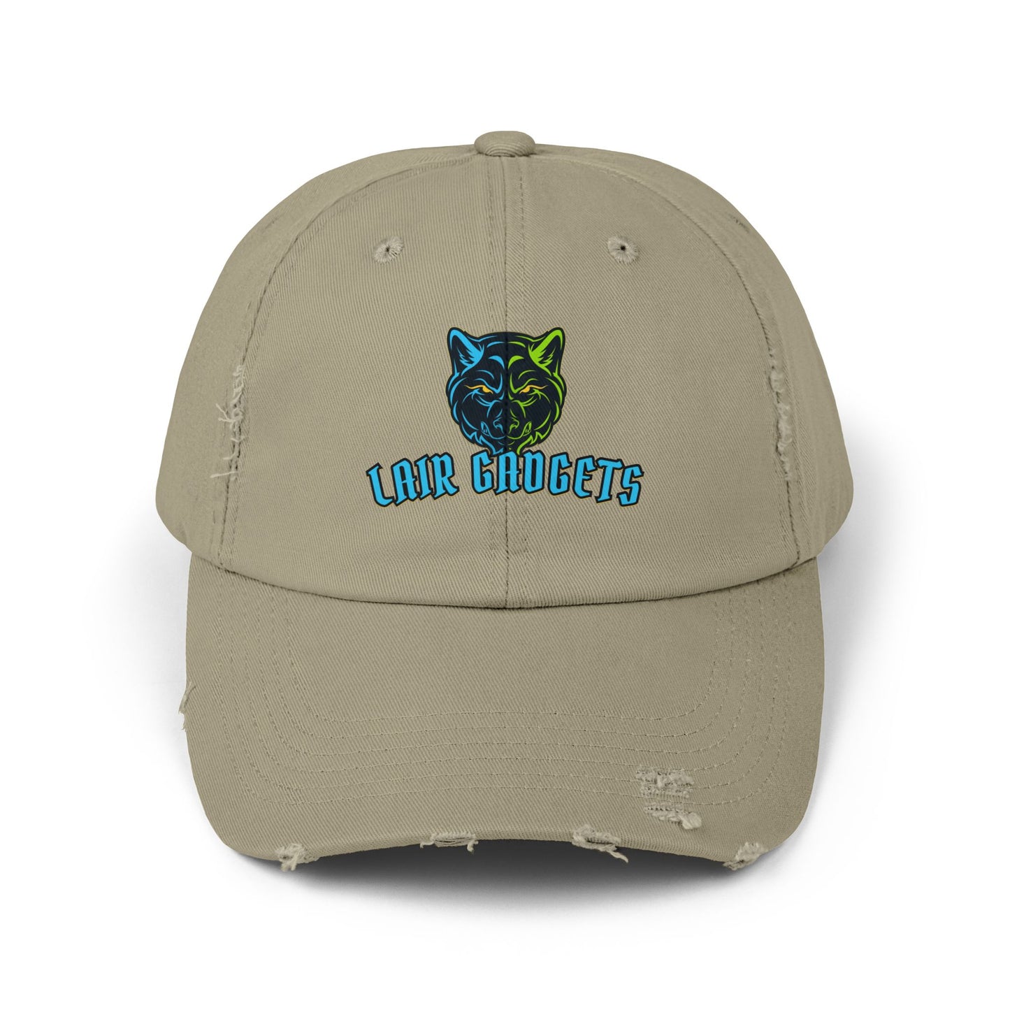 Lair Gadgets Vibrant Distressed Cap with Wolf Design | Unisex Cap for Outdoor Adventures, Casual Style, Gift for Animal Lovers, Summer Accessory
