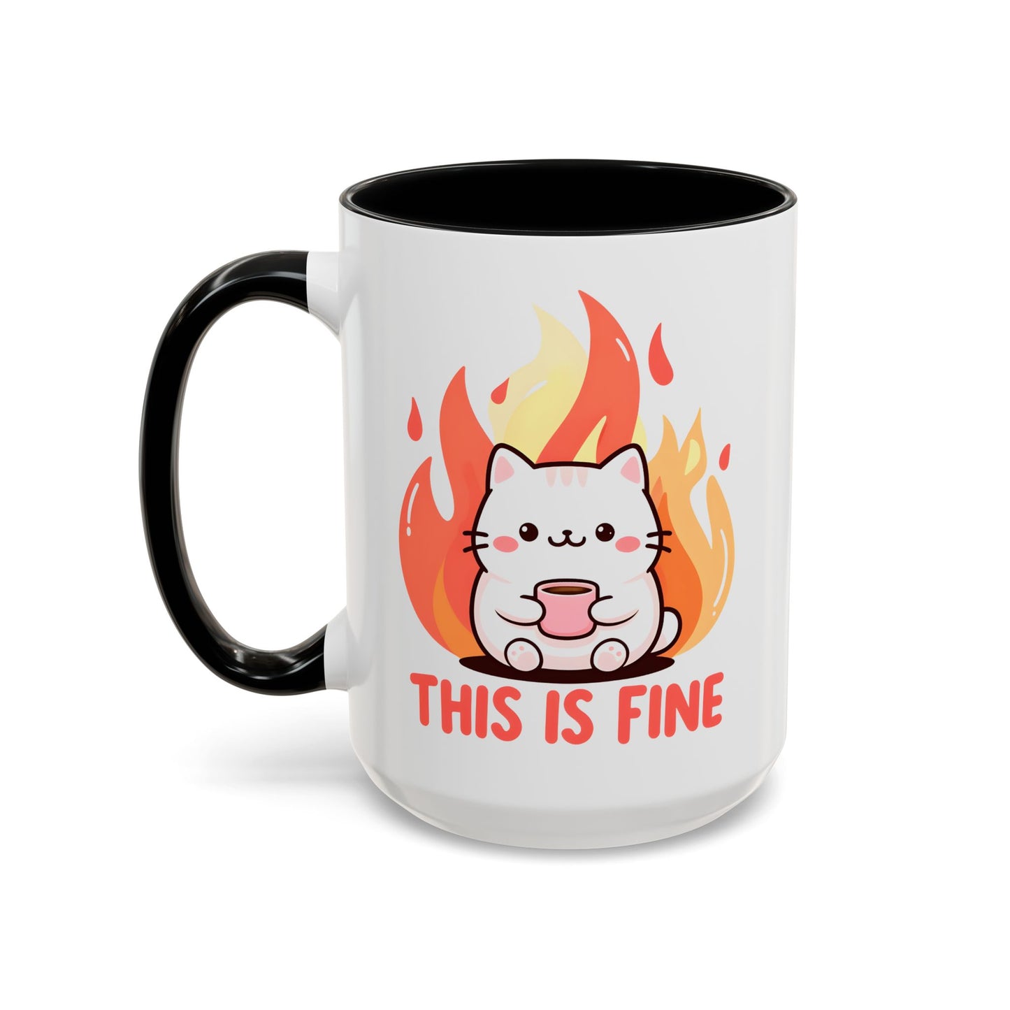 Cute Cat This Is Fine Coffee Mug - Accent Design  15oz