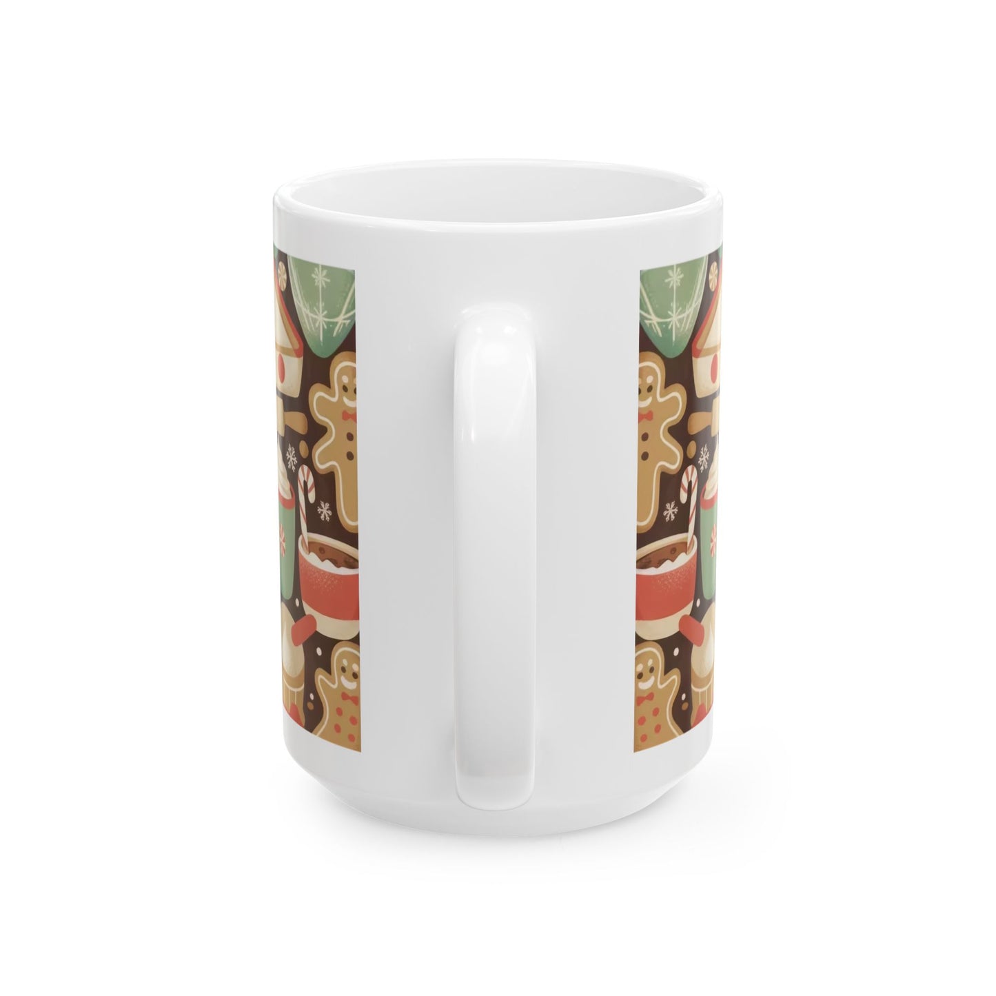 Festive Ceramic Mug, Holiday Coffee Cup, Gingerbread Design, Cozy Winter Drinkware, Christmas Gift, Cute Kitchen Decor