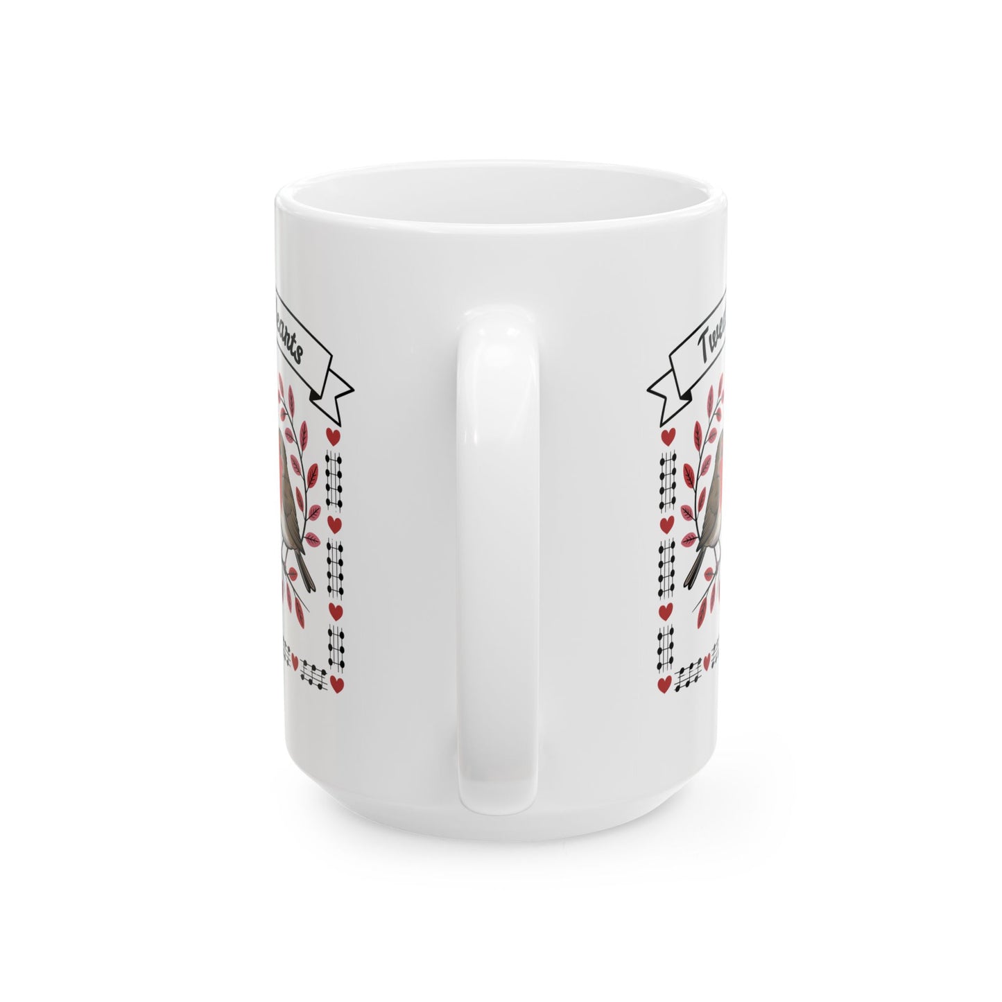 Robin Bird Ceramic Mug — 'Tweet Hearts' - Score 84