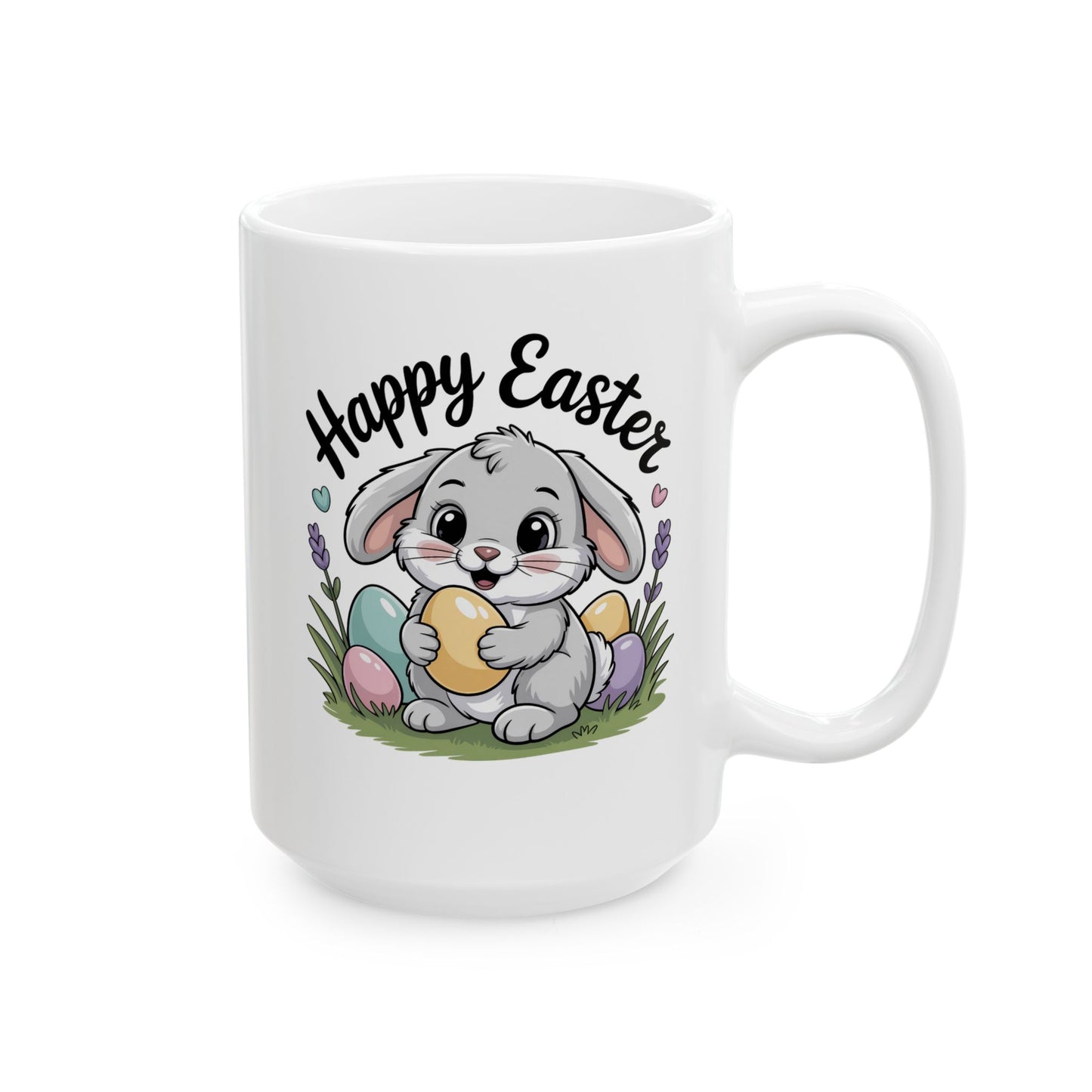 Happy Easter Bunny Coffee Mug 15oz Ceramic – Cute Spring Holiday Gift by Lair Gadgets - B0GKDCQ1DH