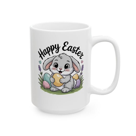 Happy Easter Bunny Coffee Mug 15oz Ceramic – Cute Spring Holiday Gift by Lair Gadgets - B0GKDCQ1DH