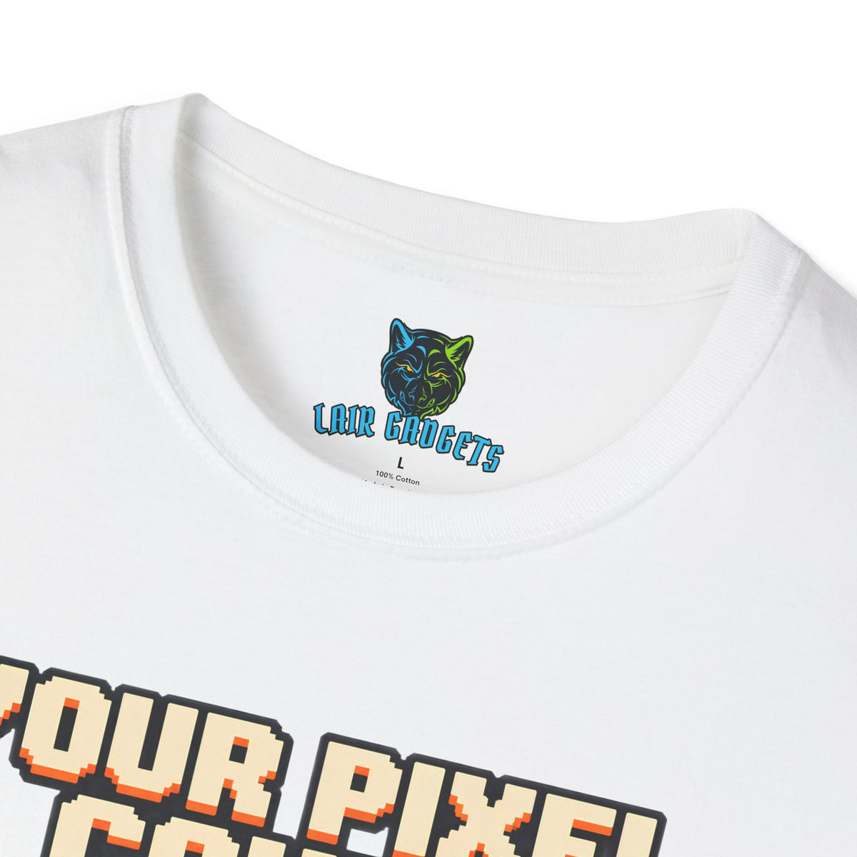 Your Pixel Count Is Bigger Than Mine pixel art spaceship graphic tee, alternate view