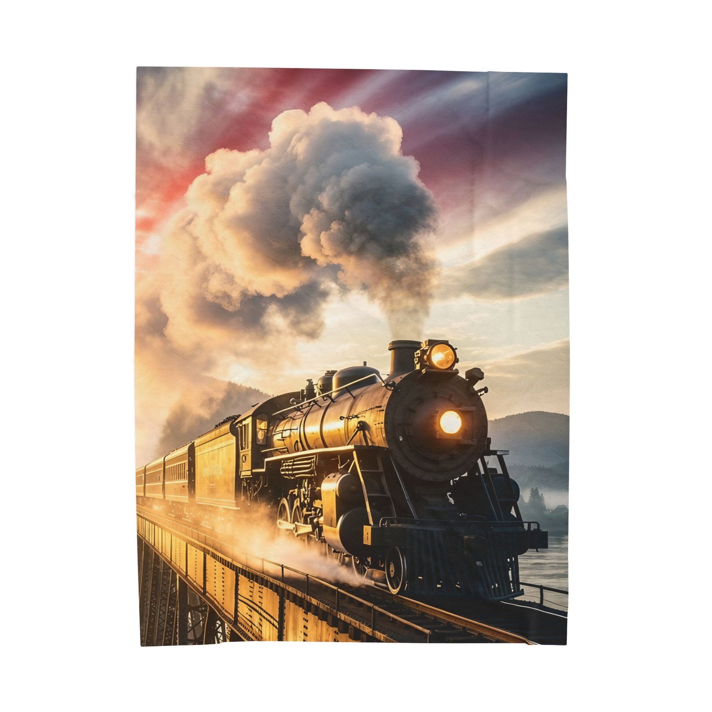 Train facing right version 60x80 Velveteen Plush Blanket