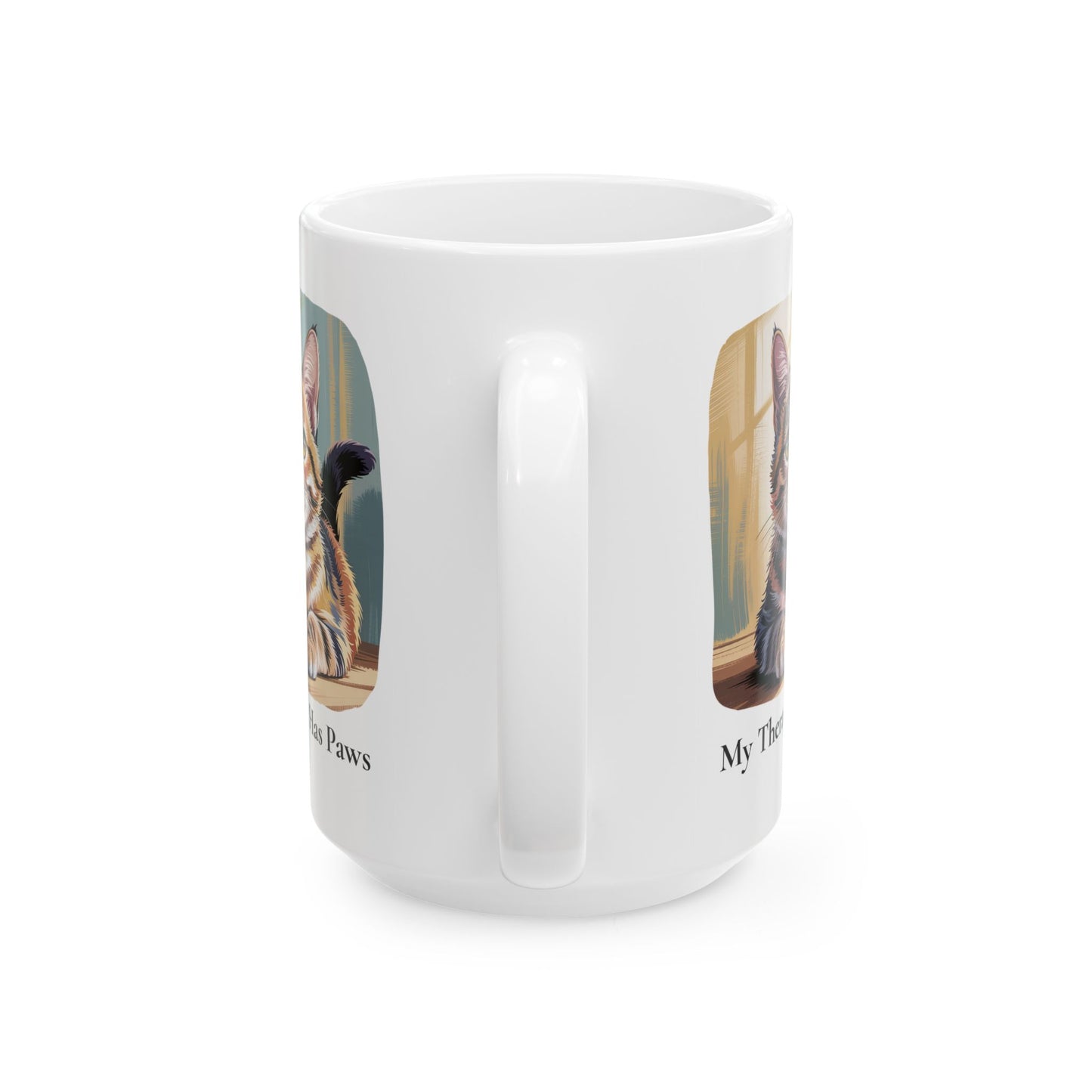 My Therapist has Paws Cat Ceramic Mug, (15oz)