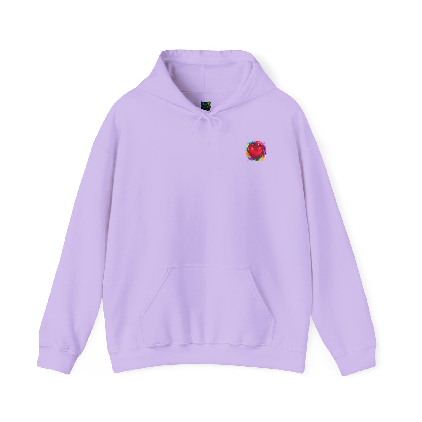 Colorful Cat Heart Hoodie - Cozy Unisex Sweatshirt for Cat Lovers