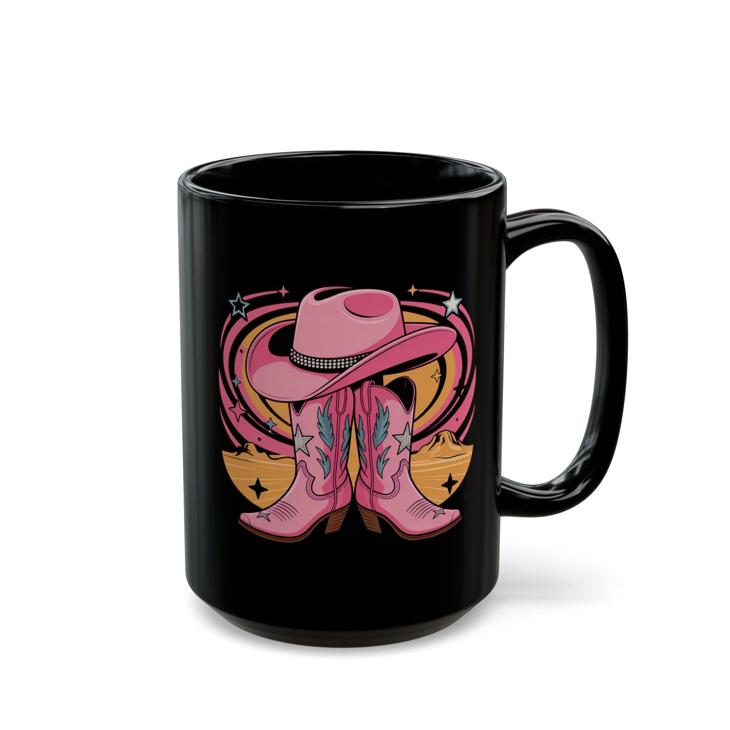 Boots and Hat Black Mug (15oz)
