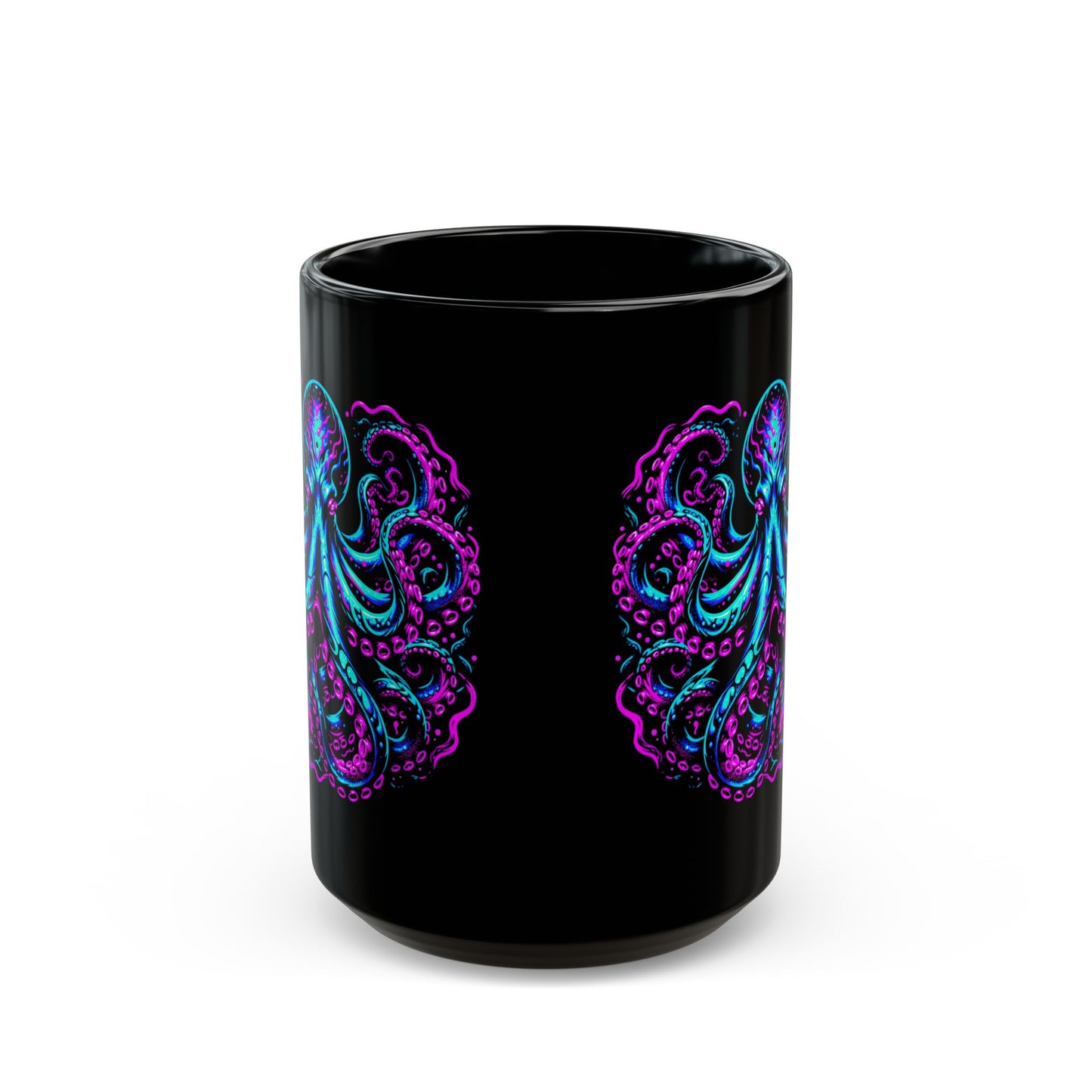 Neon Octopus Black Mug (11oz, 15oz)