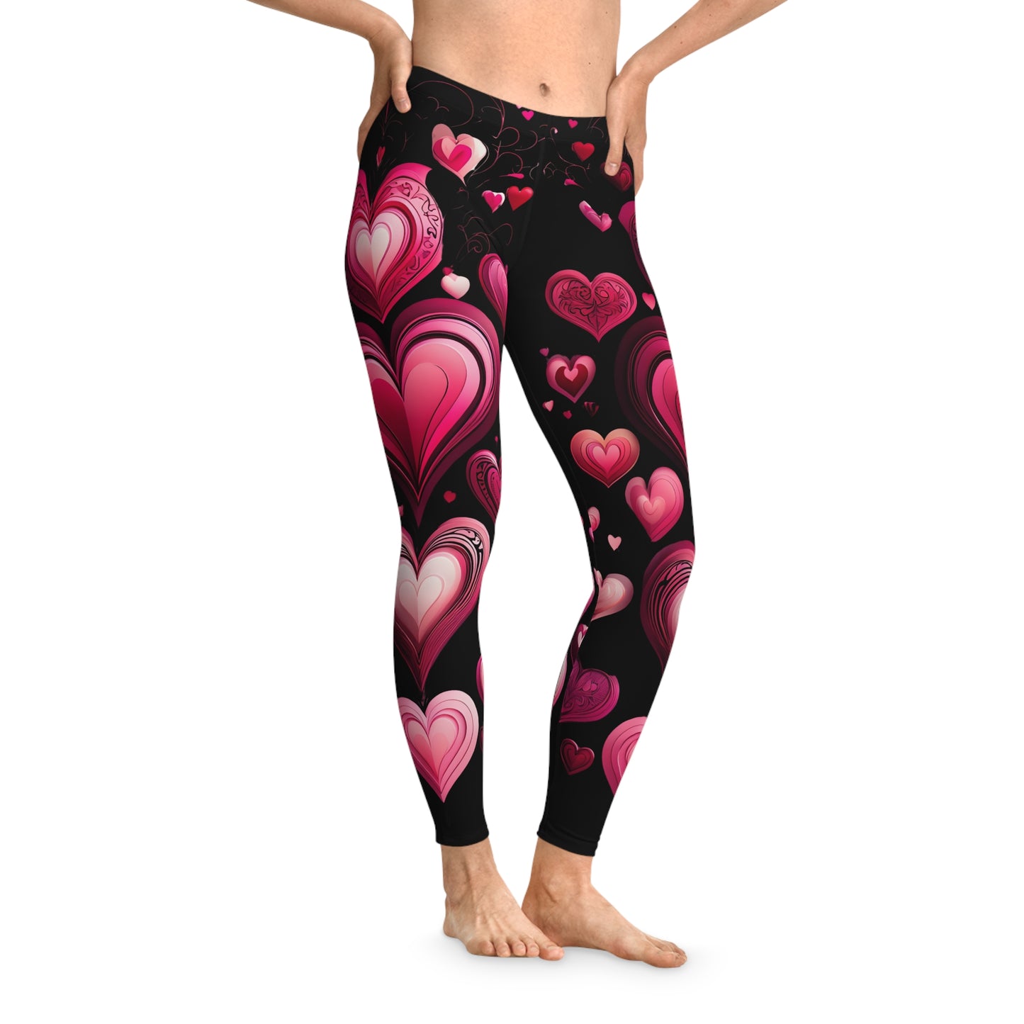 Romantic Heart Pattern Stretchy Leggings for Women - Perfect for Valentine's Day and Everyday Wear