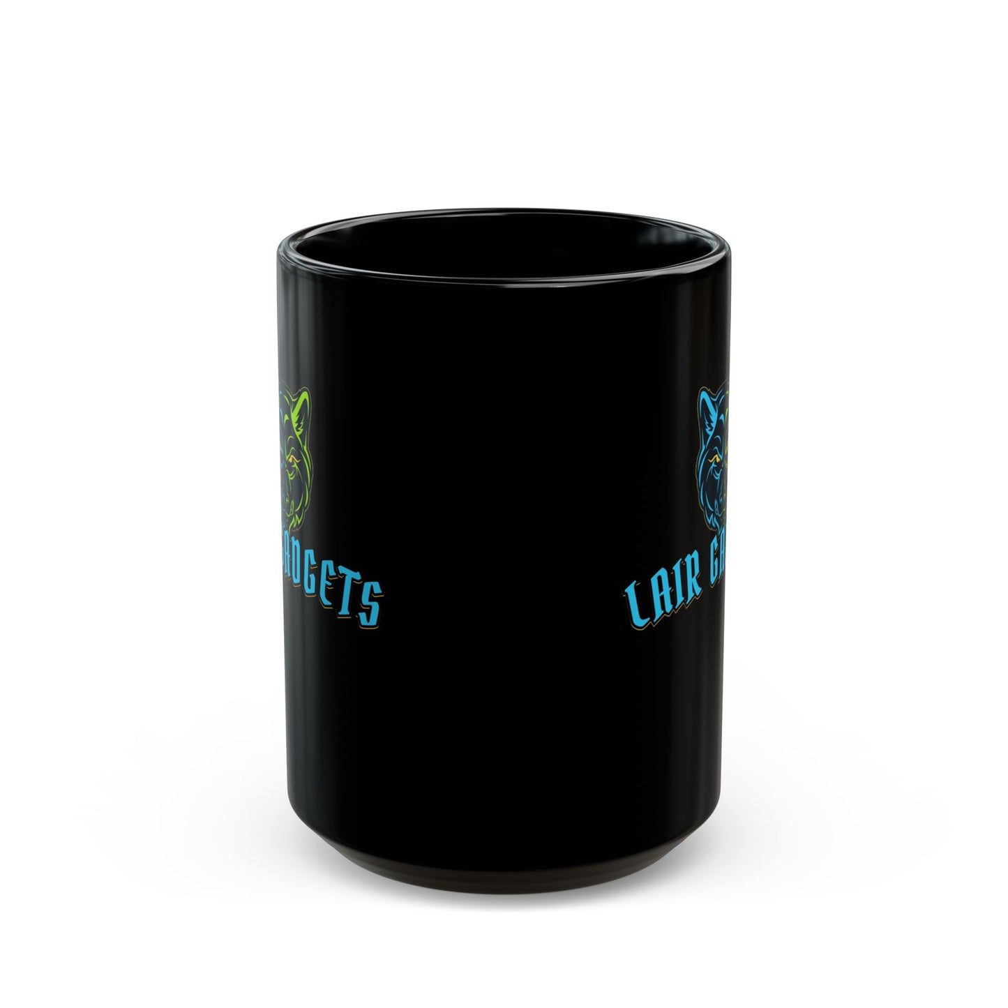 Lair Gadgets Vibrant Wolf Ceramic Coffee Mug, Glossy Black Finish, Ideal for Everyday Use