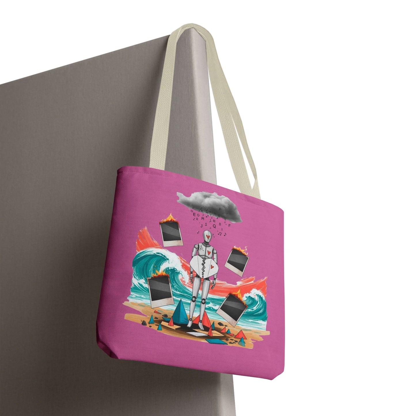 Surreal Art Tote Bag - Colorful Ocean Waves, Unique Canvases, Artistic Gift Idea, Beach Lover Bag, Creative Work Tote