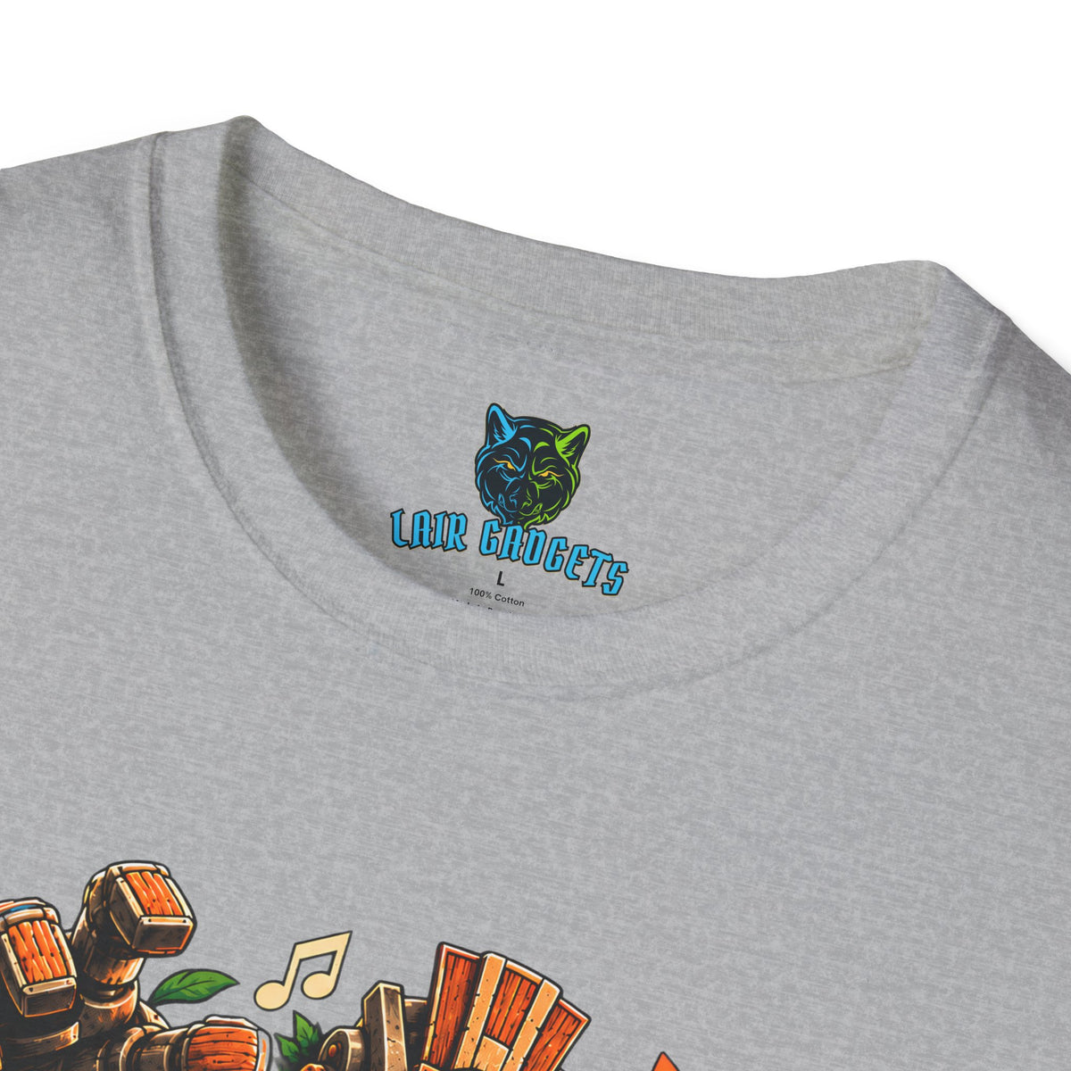 Tiki robot bongo drums video game music graphic tee by Lair Gadgets