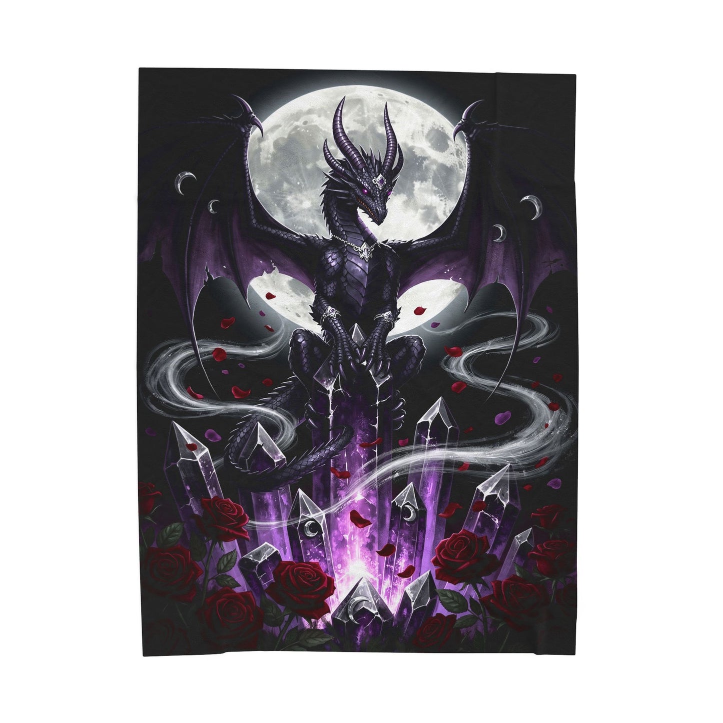 Dragon Purple Crystals Velveteen Plush Blanket
