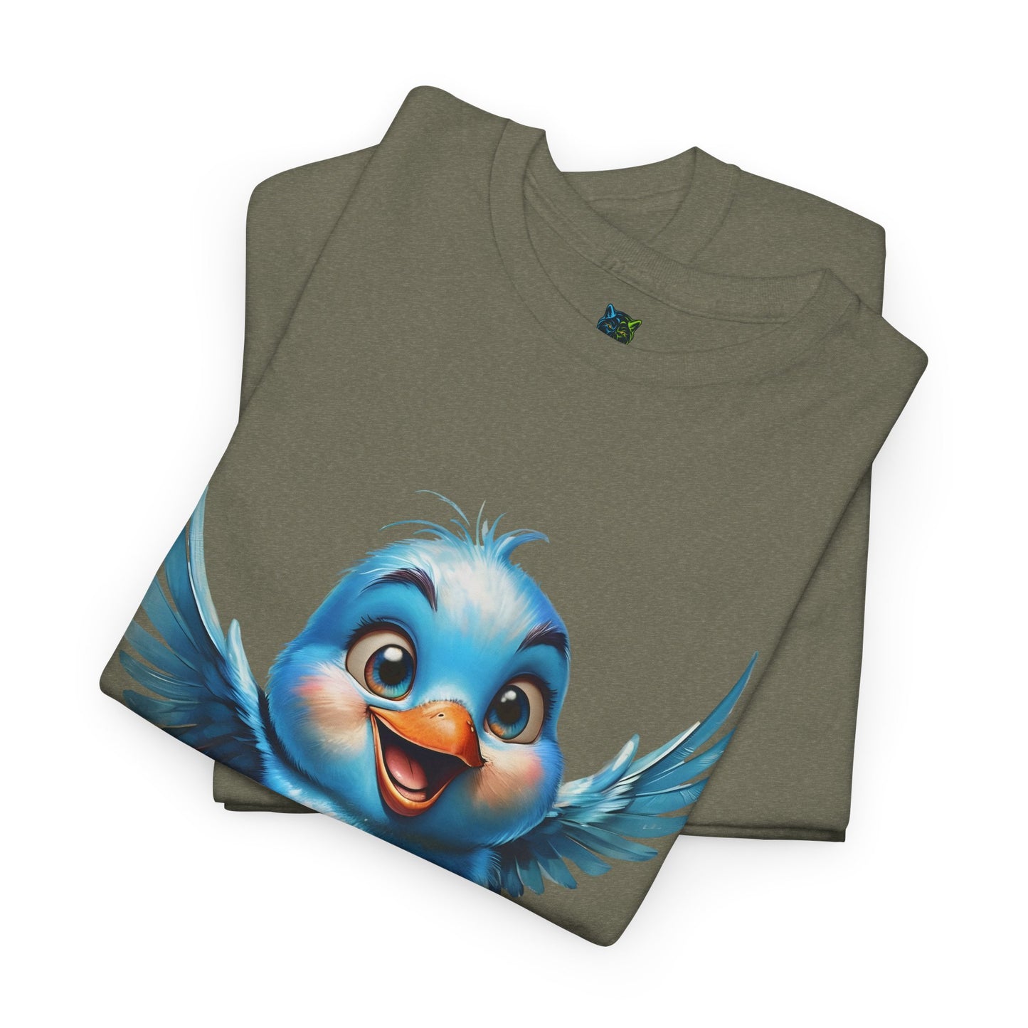 Playful Bluebird  Heavy Cotton Tee - Perfect for Nature Lovers & Everyday Wear